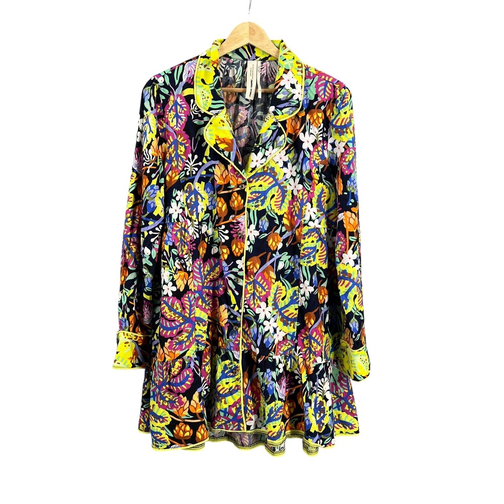 Anthropologie‎ Marcos Navarro Button Front Tunic Dress Top Floral Small